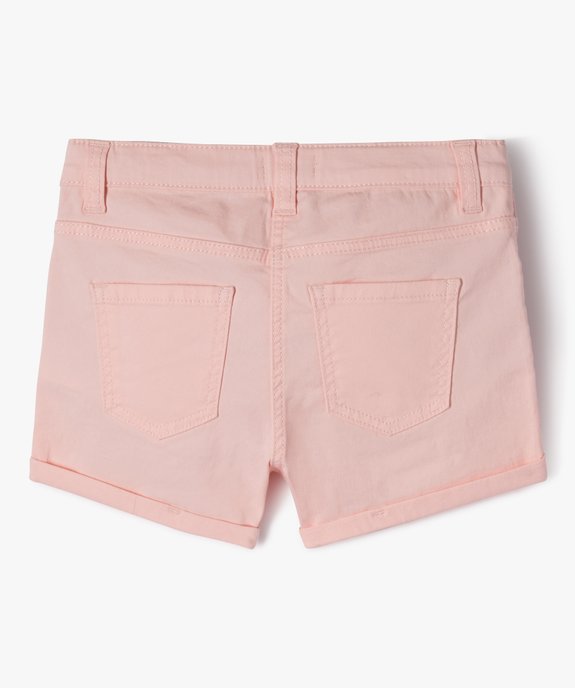 Short en coton stretch avec revers fille vue3 - GEMO