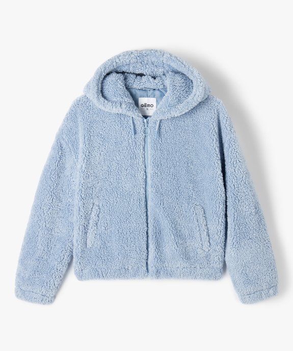 Blouson fille à capuche en Sherpa vue1 - GEMO (JUNIOR) - GEMO