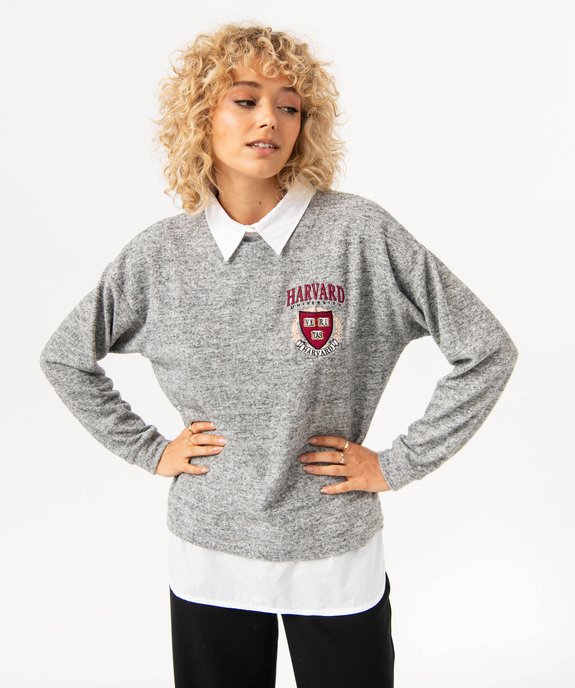 Pull avec chemise effet 2 en 1 femme - Harvard vue1 - HARVARD - GEMO