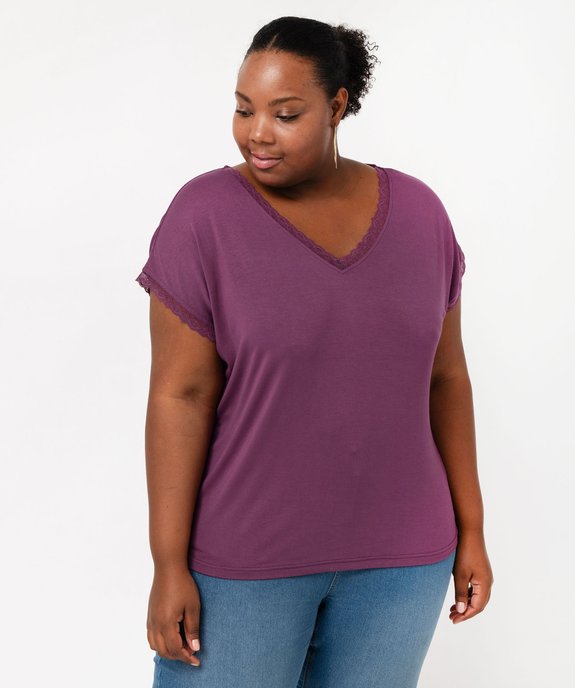 Tee-shirt à manches courtes à col V femme grande taille vue1 - GEMO 4G GT - GEMO