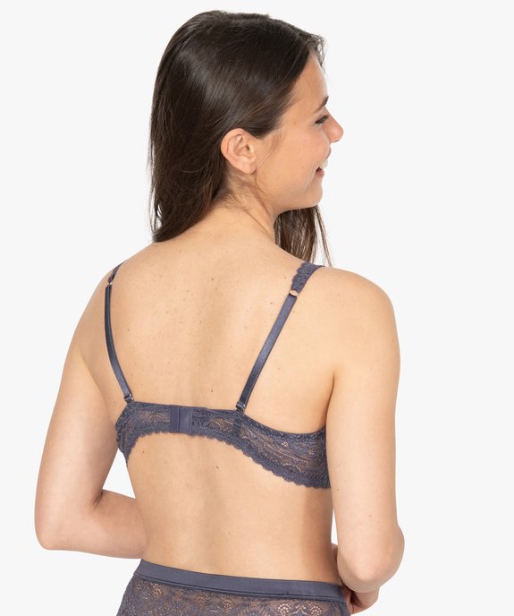 Soutien-gorge triangle sans armatures en dentelle vue2 - GEMO(HOMWR FEM) - GEMO