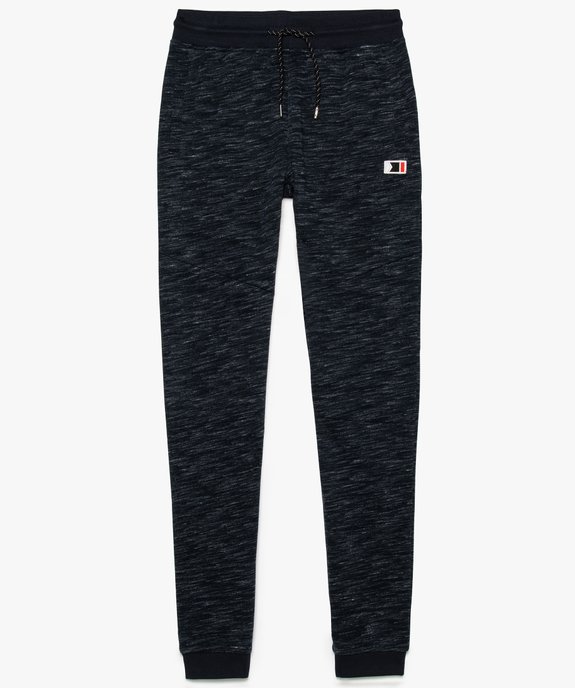 Pantalon de jogging garçon chiné avec bords-côtes unis  vue1 - GEMO (JUNIOR) - GEMO