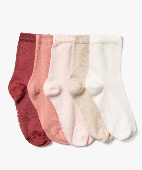 Chaussettes unies bébé fille (lot de 5) vue1 - GEMO 4G BEBE - GEMO