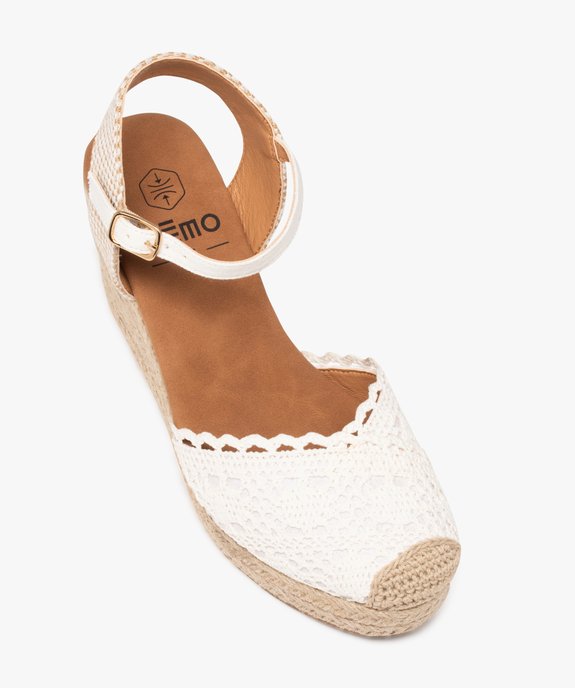 Sandales femme en macramé uni avec bout fermé et semelle corde compensée vue5 - GEMO 4G FEMME - GEMO