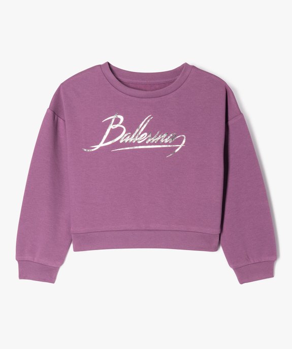 Sweat cropped imprimé brillant devant et dos fille vue2 - GEMO (ENFANT) - GEMO