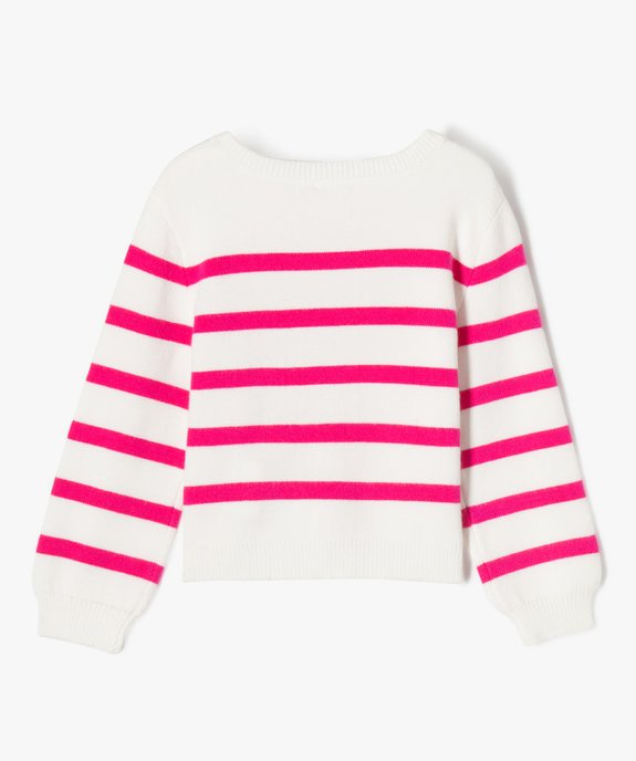 Pull rayé coupe courte fille - LuluCastagnette vue3 - LULUCASTAGNETTE - GEMO