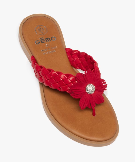 Mules femme à bride entre-doigts tressée avec fleur fantaisie vue5 - GEMO (CASUAL) - GEMO