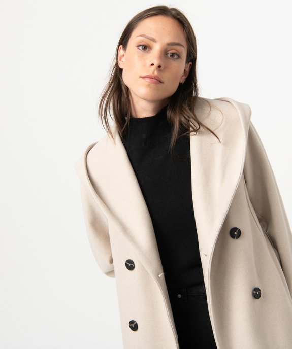 Manteau mi-long à grand col capuche femme vue5 - GEMO(FEMME PAP) - GEMO