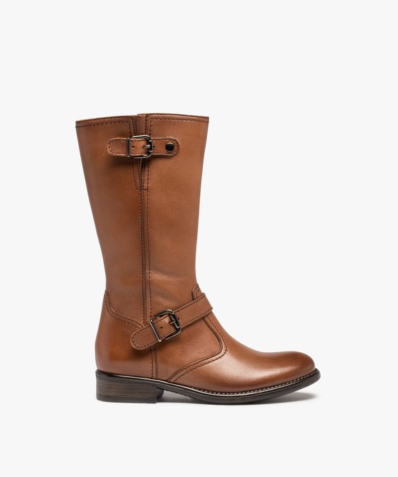 Bottes fille cavalières unies dessus cuir - Tanéo vue2 - TANEO - GEMO