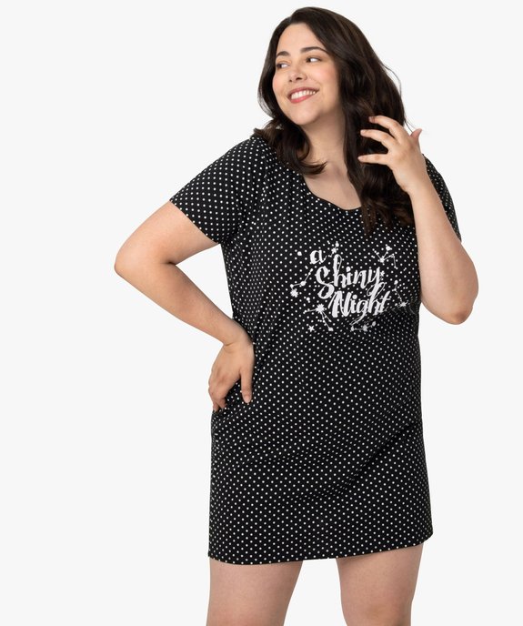 Chemise de nuit à manches courtes avec motifs femme grande taille vue1 - GEMO 4G FEMME - GEMO