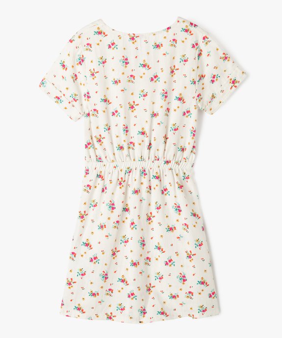 Robe manches courtes à motifs fleuris fille vue3 - GEMO (ENFANT) - GEMO