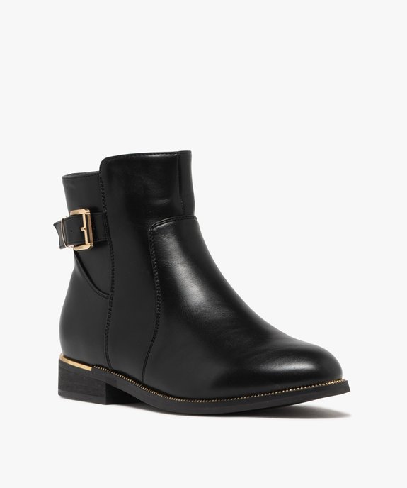 Bottines femme à zip avec semelle à liseré doré bout amande vue2 - GEMO (CASUAL) - GEMO