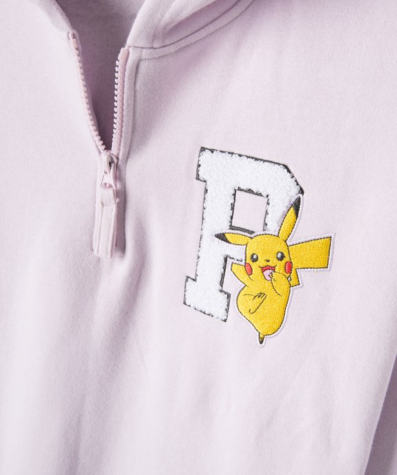 Sweat à capuche molletonné avec motif Pikachu fille - Pokemon vue2 - POKEMON - GEMO