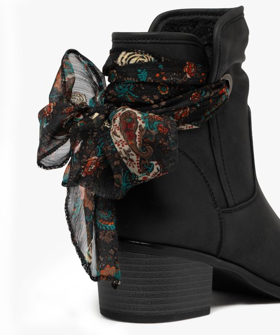 Boots femme fourrées à talon carré avec foulard noué style vintage vue7 - GEMO(URBAIN) - GEMO