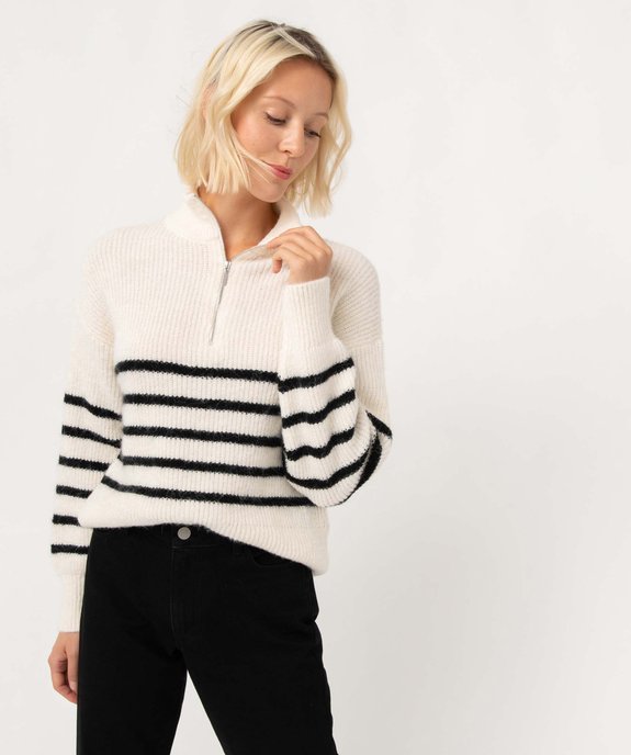 Pull femme à col zippé vue1 - GEMO(FEMME PAP) - GEMO