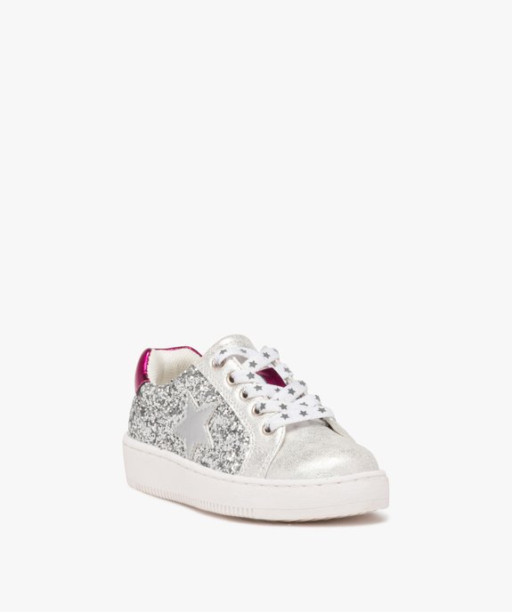 Baskets fille à strass avec lacets et zip détail étoile vue2 - GEMO 4G FILLE - GEMO