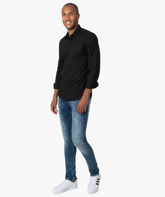 Chemise unie coupe slim en coton stretch homme vue5 - GEMO 4G HOMME - GEMO