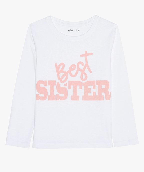 Tee-shirt fille avec inscription « Best sister » -  Collection Fratrie vue2 - GEMO (ENFANT) - GEMO