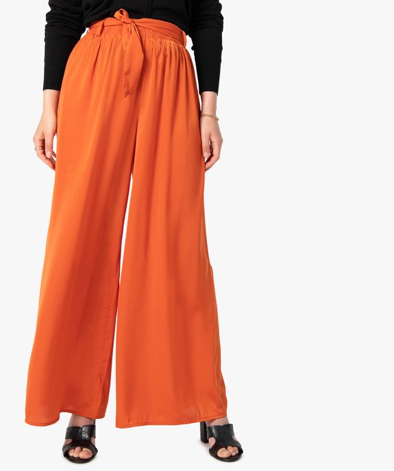 Pantalon femme large en matière satinée vue2 - GEMO(FEMME PAP) - GEMO