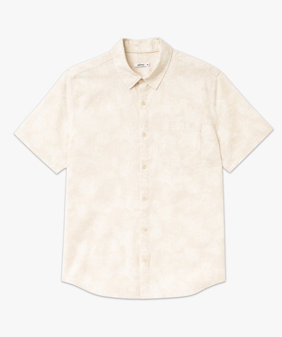 Chemise à manches courtes imprimée à motif feuillage en lin et coton homme vue4 - GEMO 4G HOMME - GEMO