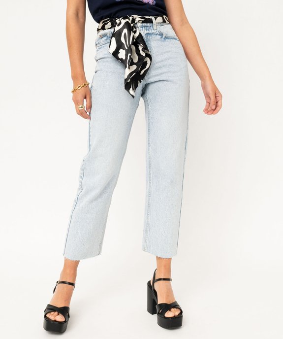 Jean délavé coupe cropped straight taille haute femme vue1 - GEMO(FEMME PAP) - GEMO