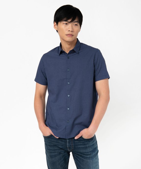 Chemise à manches courtes à micro-motifs homme vue1 - GEMO (HOMME) - GEMO