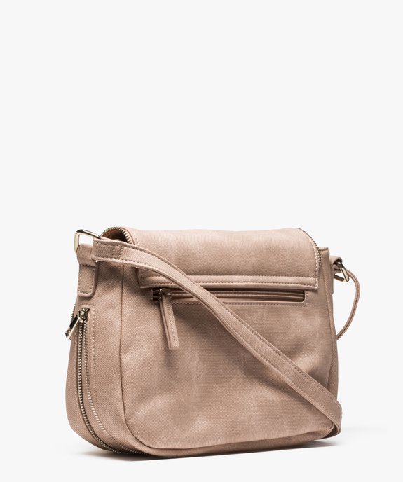 Sac femme forme besace avec détails zippés vue2 - GEMO (ACCESS) - GEMO