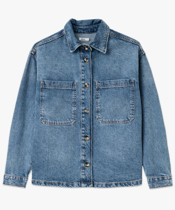 Veste en jean look chemise femme vue4 - GEMO(FEMME PAP) - GEMO