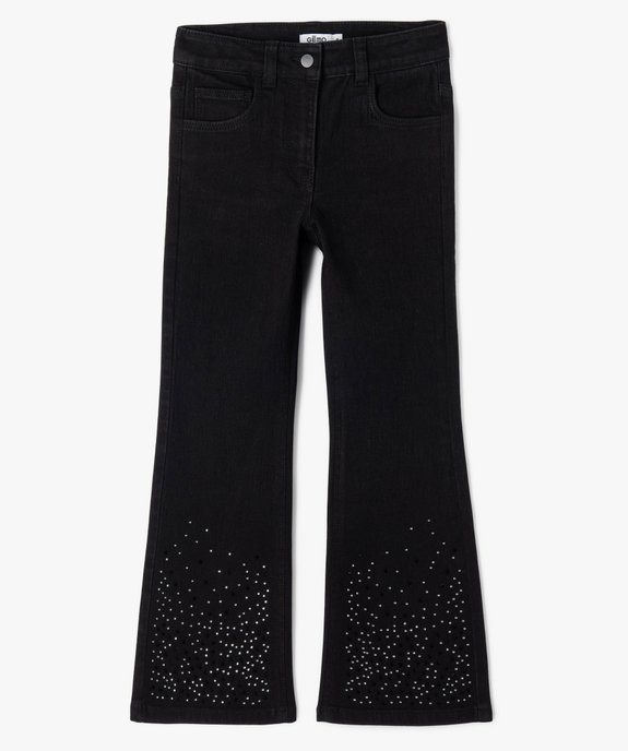 Jean flare avec strass en bas de jambes fille vue1 - GEMO 4G FILLE - GEMO