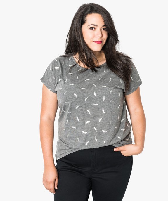 Tee-shirt femme grande taille à manches courtes à motifs vue1 - GEMO (G TAILLE) - GEMO