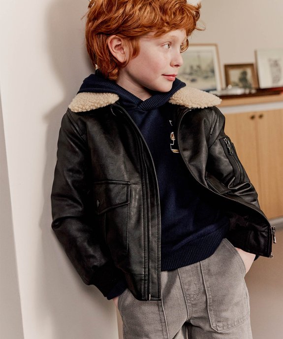 Blouson aviateur avec col en maille peluche garçon vue1 - GEMO (ENFANT) - GEMO