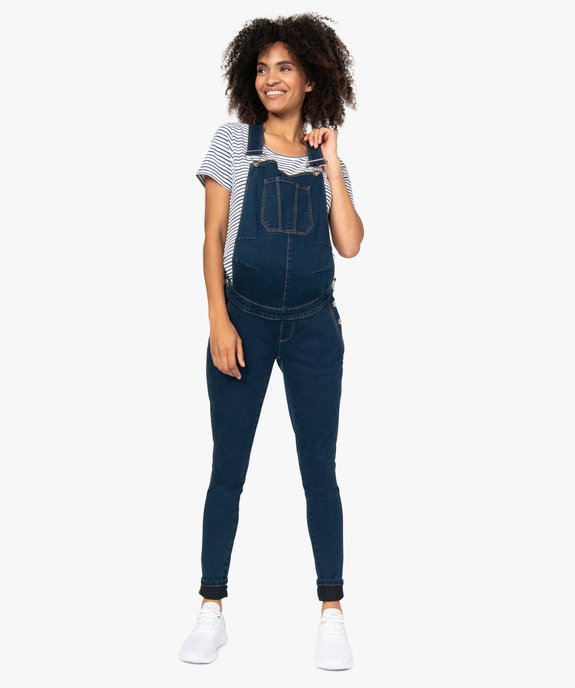 Salopette en jean de grossesse en denim stretch vue1 - GEMO (MATER) - GEMO