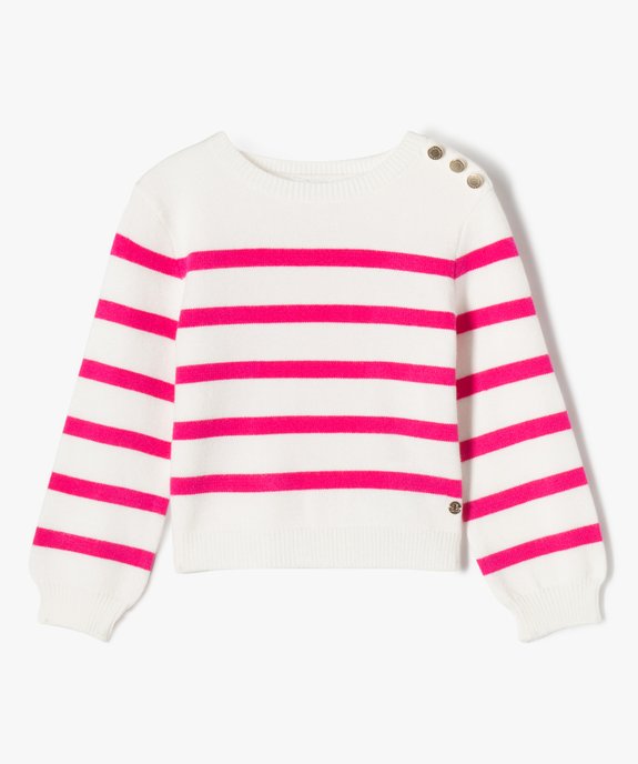 Pull rayé coupe courte fille - LuluCastagnette vue1 - LULUCASTAGNETTE - GEMO