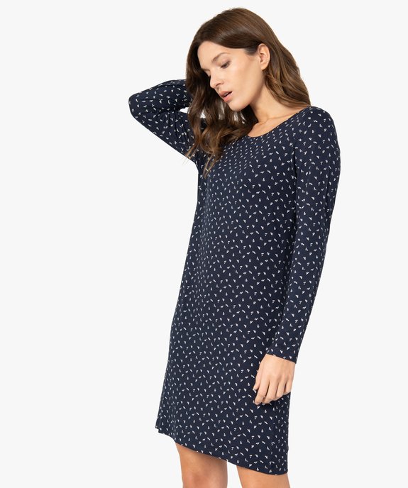 Chemise de nuit à manches longues femme vue1 - GEMO 4G FEMME - GEMO