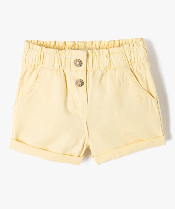 Short uni avec ceinture élastiquée bébé fille vue1 - GEMO 4G BEBE - GEMO