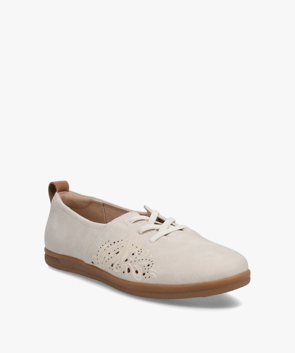 Derbies femme souples à talon plat et lacets élastiques vue2 - GEMO (CASUAL) - GEMO