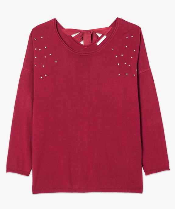 Pull femme ample avec strass et ruban satiné vue4 - GEMO (G TAILLE) - GEMO