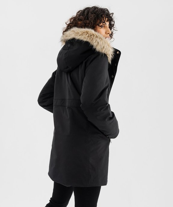 Parka matelassée avec capuche bordée de fourrure imitation femme vue3 - GEMO 4G FEMME - GEMO