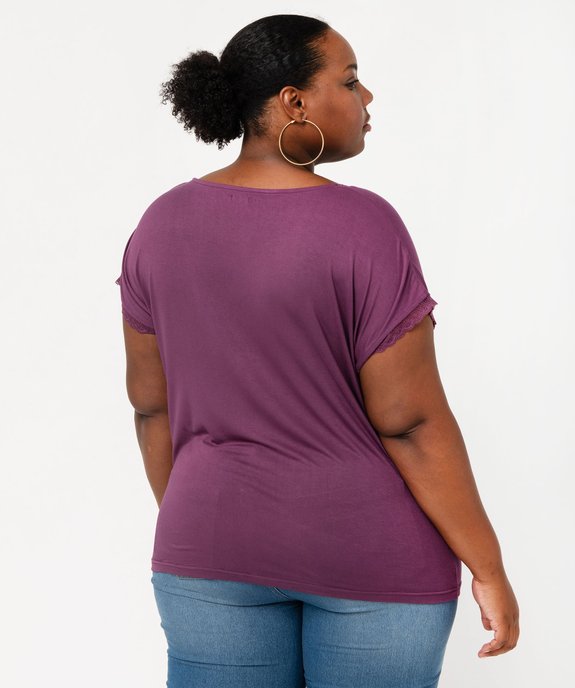 Tee-shirt à manches courtes à col V femme grande taille vue3 - GEMO 4G GT - GEMO