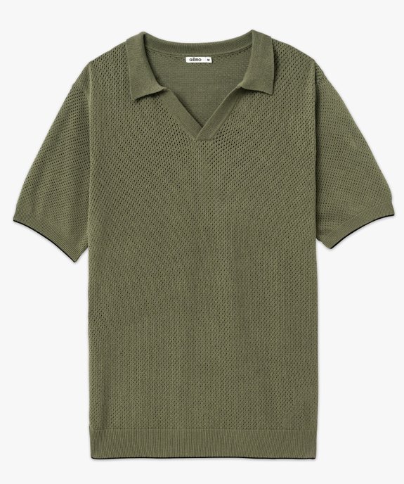 Polo manches courtes en maille ajourée homme vue4 - GEMO 4G HOMME - GEMO