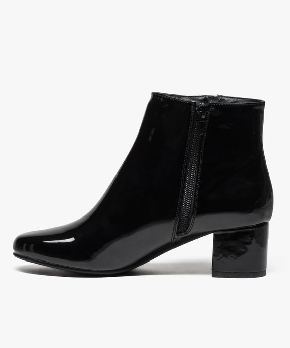 Boots femme à talon carré en suédine unie et zip décoratif vue3 - GEMO(URBAIN) - GEMO