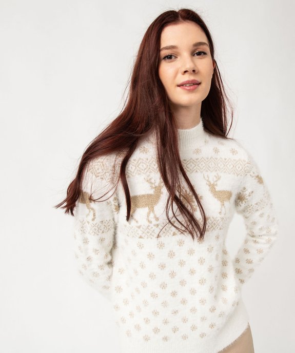 Pull de Noël pailleté en maille poilue femme vue3 - GEMO(FEMME PAP) - GEMO