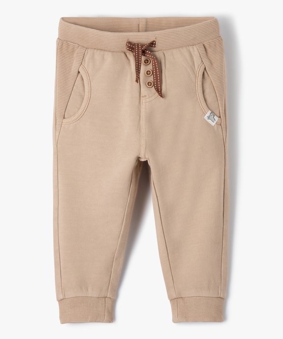 Pantalon de jogging bébé avec jeu de textures vue1 - GEMO(BEBE DEBT) - GEMO