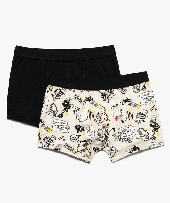 Boxer garçon en coton stretch à motif design (lot de 2) vue1 - GEMO (JUNIOR) - GEMO