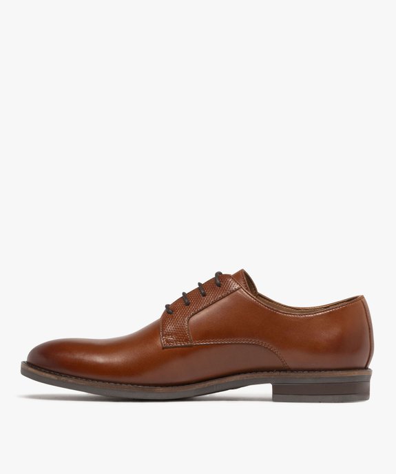 Derbies homme dessus en cuir bout one-cut avec détails effet perforé - Tanéo vue3 - TANEO - GEMO