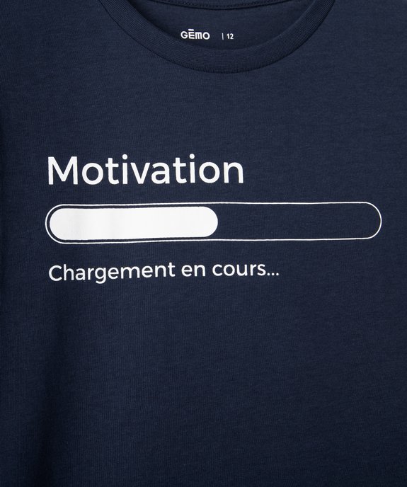 Tee-shirt garçon à manches courtes avec message vue2 - GEMO 4G GARCON - GEMO