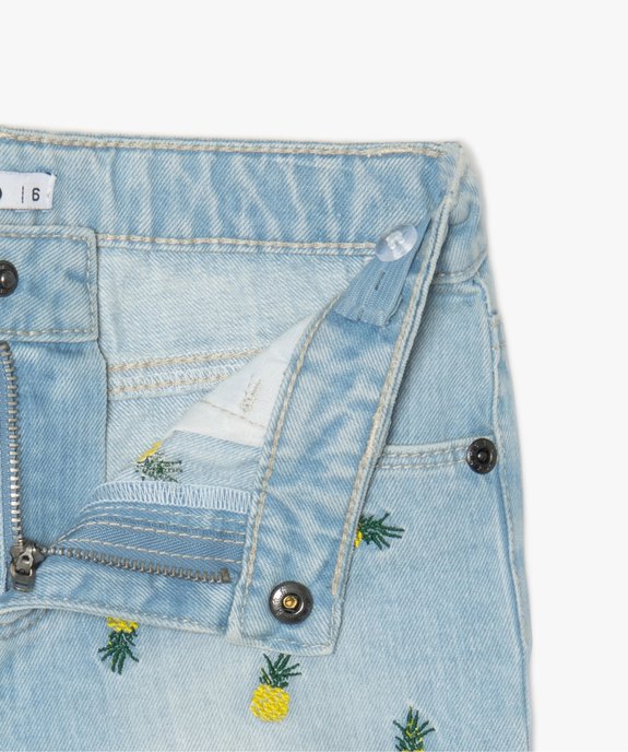 Short fille en jean avec petits motifs brodés et franges vue2 - GEMO (ENFANT) - GEMO