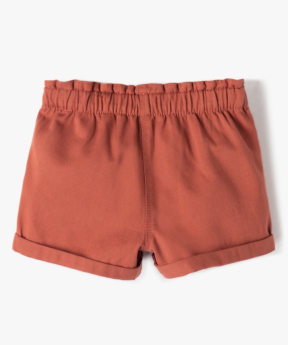 Short uni avec ceinture élastiquée bébé fille vue4 - GEMO 4G BEBE - GEMO