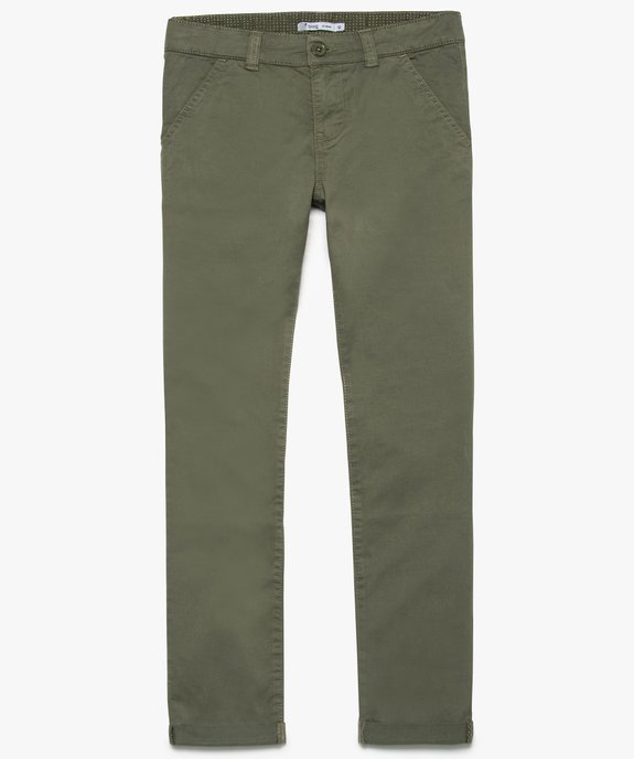 Pantalon garçon chino slim stretch à revers  vue1 - GEMO (JUNIOR) - GEMO