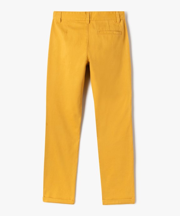 Pantalon chino en coton à revers garçon vue3 - GEMO 4G GARCON - GEMO